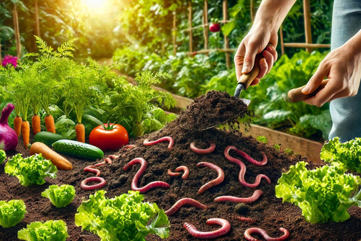 Humus Composting Compost y humus de lombriz en el huerto