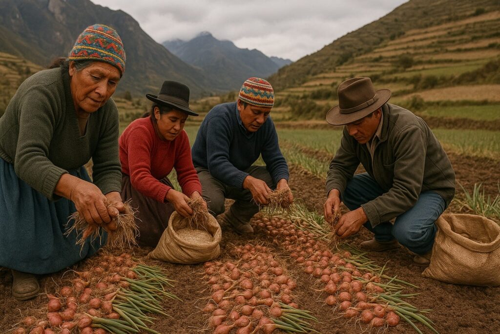Cultivo de chalotas en la Sierra del Perú Cultivo de chalotas en la Sierra del Perú