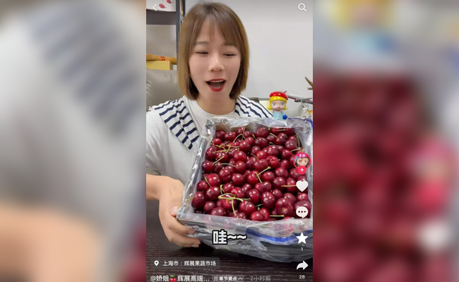 cerezas chilenas en China en TikTok