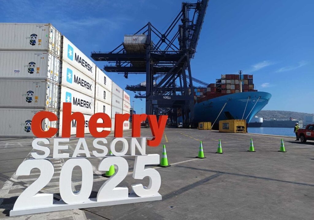 Comienzan los envíos de cerezas chilenas a China con el servicio Cherry Express desde el principal puerto exportador del país