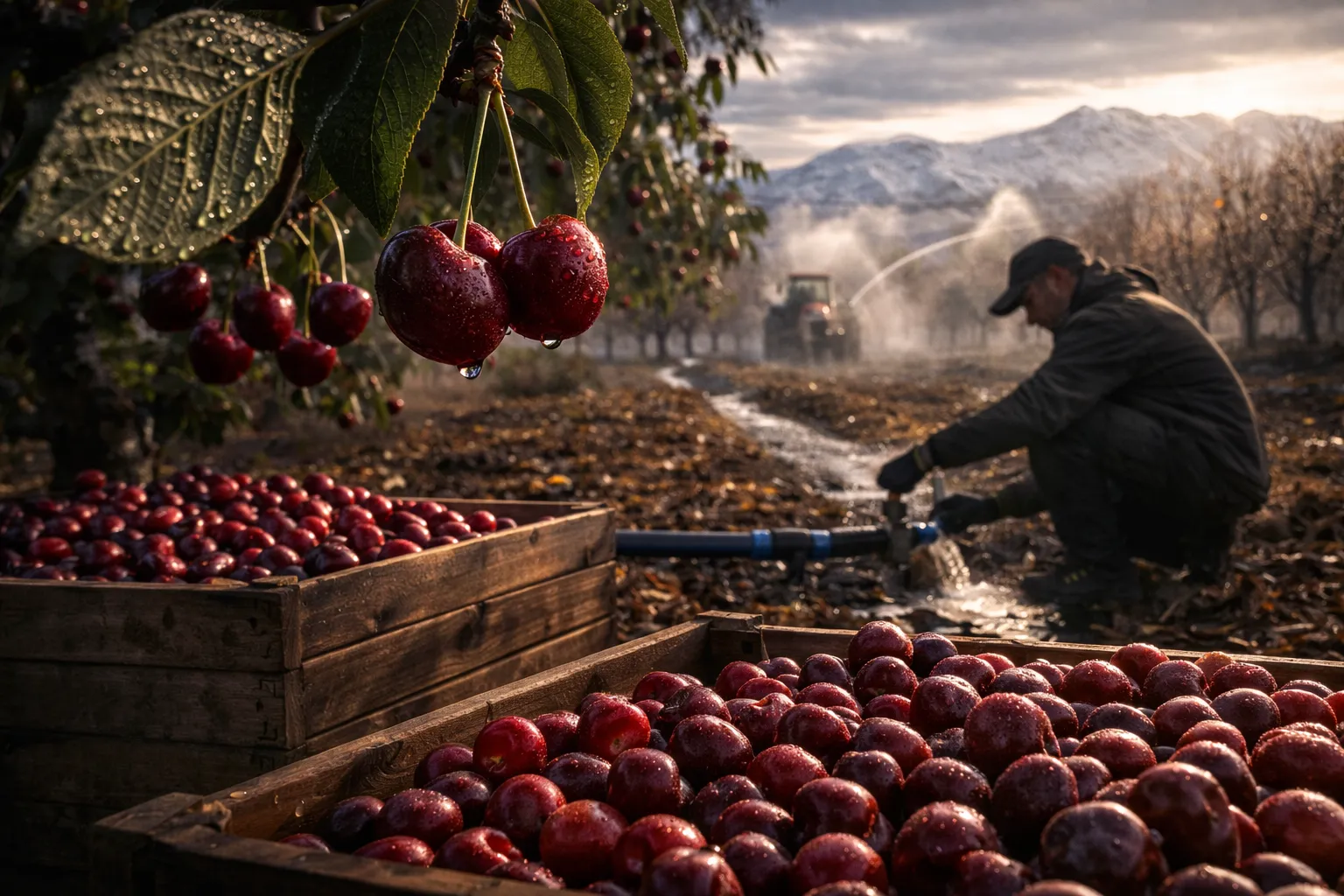 plantación de cerezos
