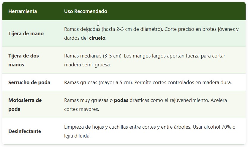 poda del ciruelo D'agen