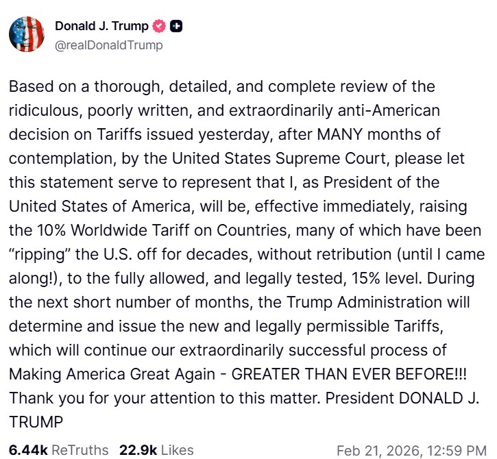 Corte Suprema de EE.UU. anula aranceles de emergencia de Trump