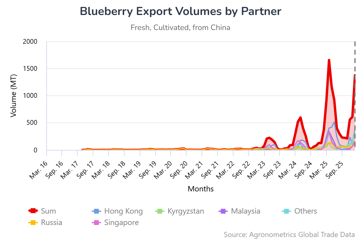 El comercio de arándanos en China: lo que revelan los datos de importación y exportación