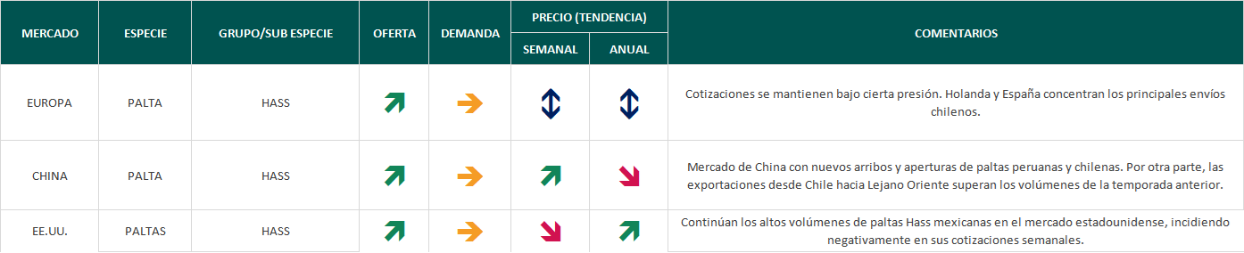 Estado del Mercado - semana 41: altos volúmenes de paltas Hass mexicanas en el mercado estadounidense 1 Estado del mercado semana 41